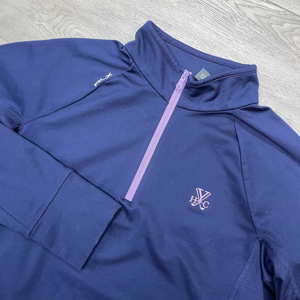 RLX Ralph Lauren Yeamans Hall Club 1/4 Zip Pullover Women Sz M Navy Blue Golf
